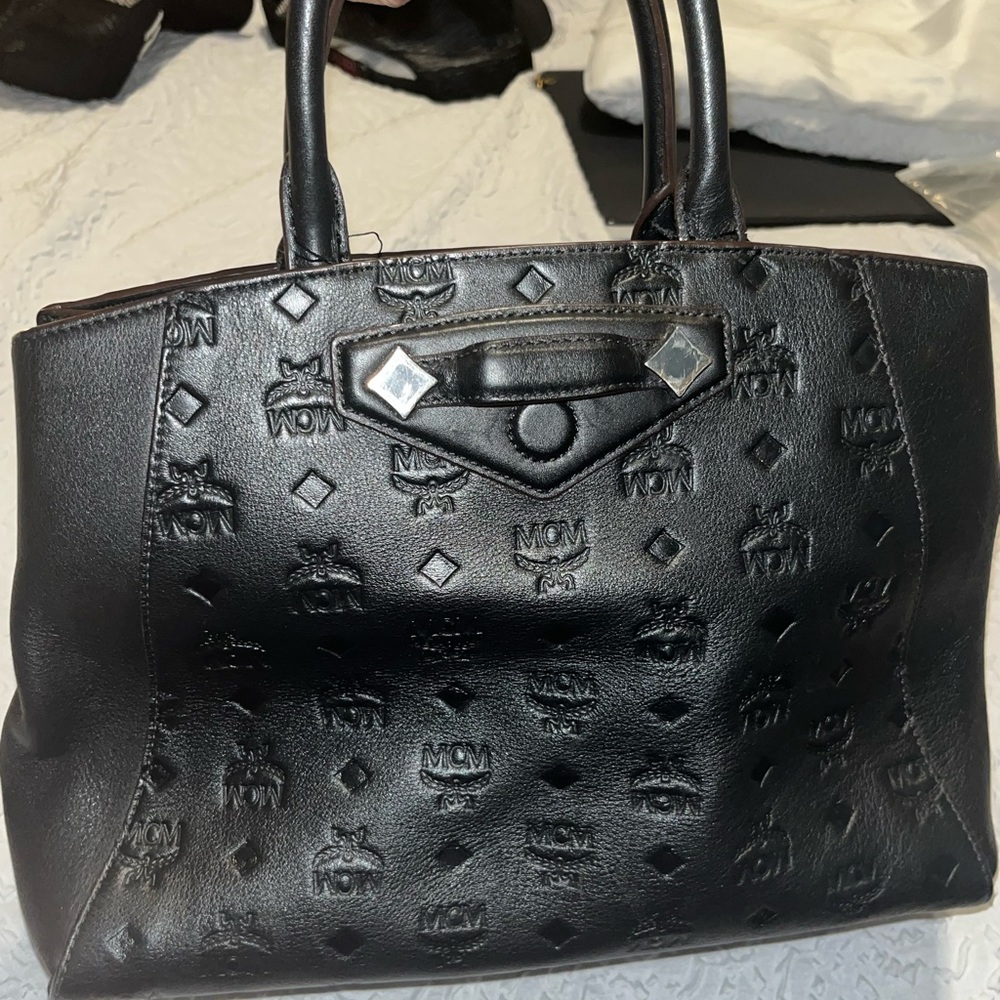 Mcm small leather tote bag